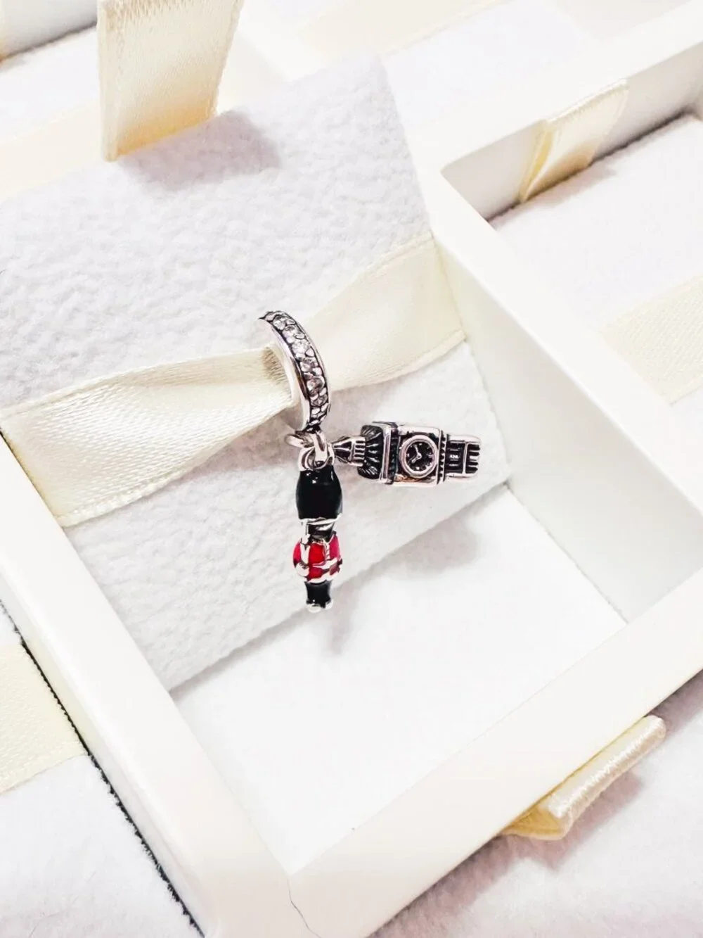 925 Sterling Silver Big Ben And Royal Guard Dangle Charm Fits Pandora Bracelets